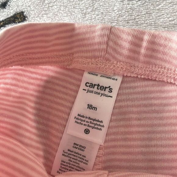 Carters 18M baby girl Pink white striped baby legging pants new without tags - Picture 5 of 6